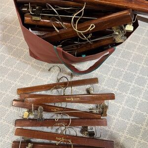 Ralph Lauren Brown Wooden Hangers with Brass Hooks